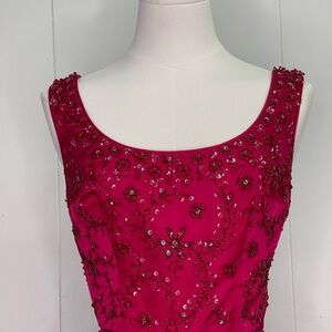 Vintage 1960’s Raspberry Hand Beaded Wiggle Dress demi couture